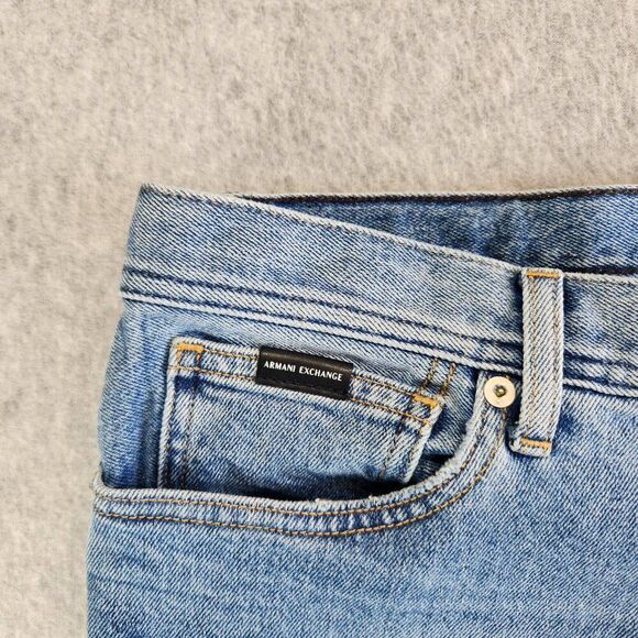 Armani Exchange Jeans Mens 31X30 Blue J16 Straight Distressed Slim Fit AX - Picture 3 of 16